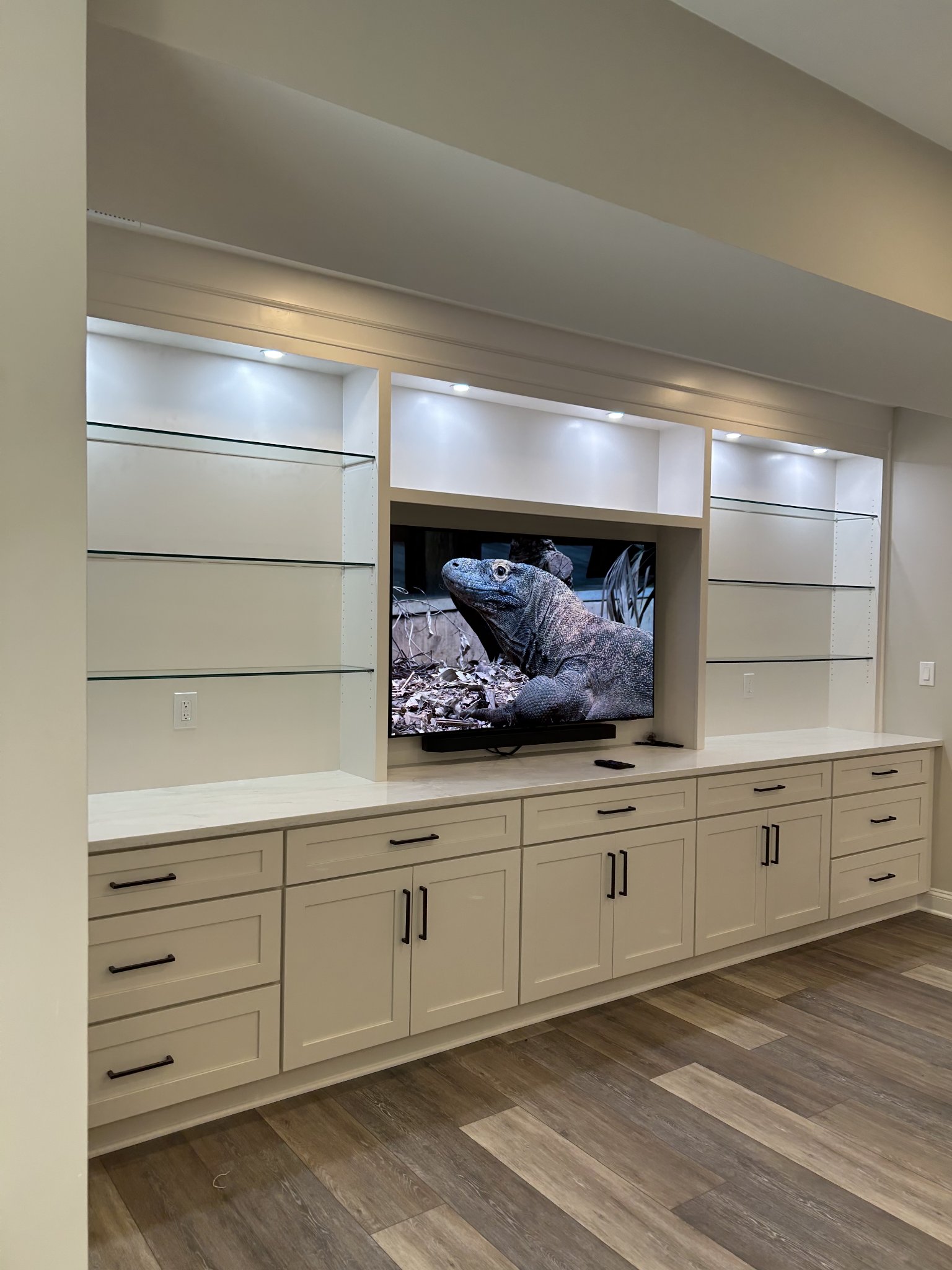 Entertainment wall with custom built-ins