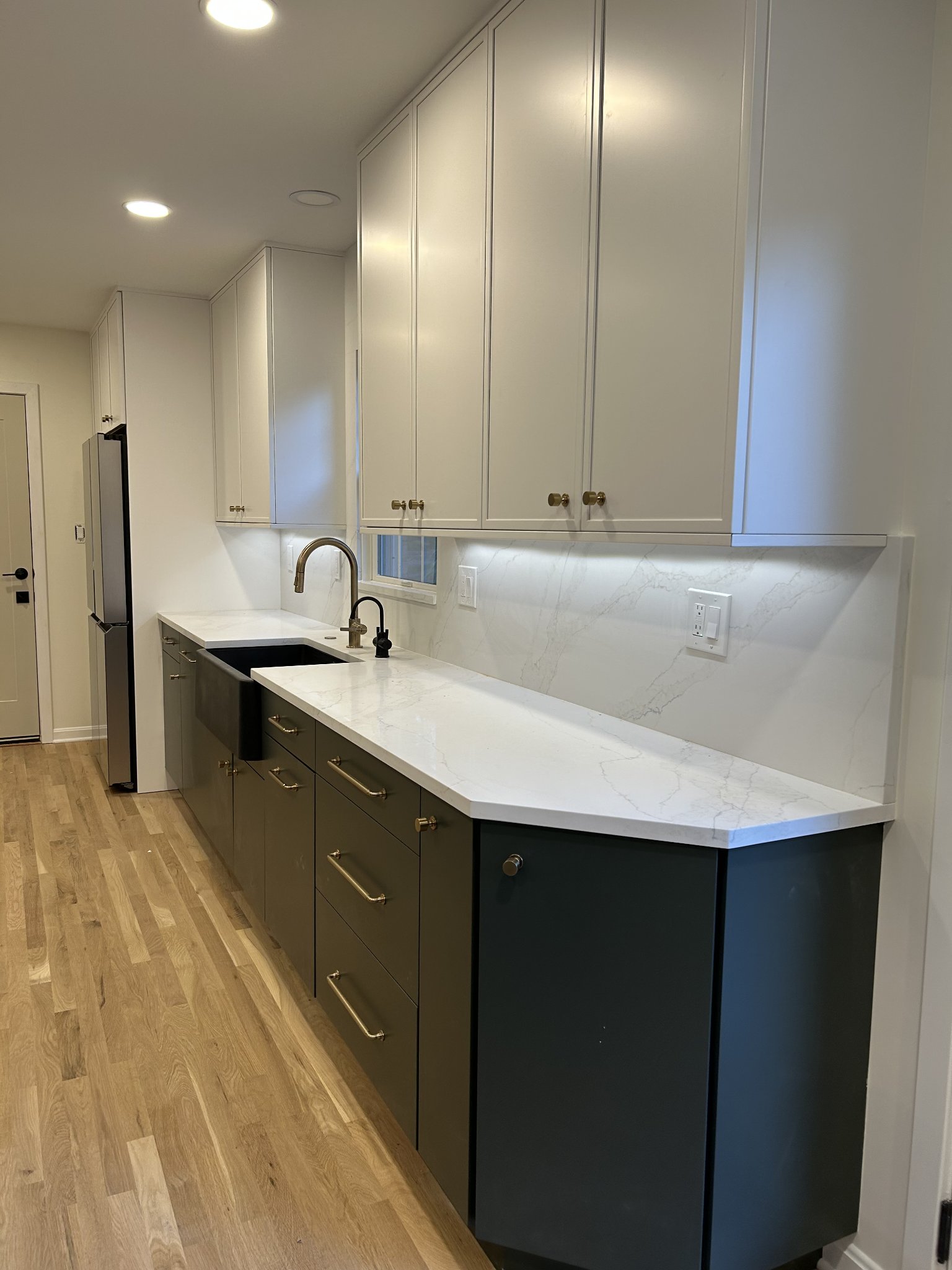 Kitchen remodel with new hardwood flooring